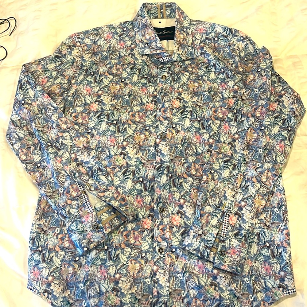 Robert Graham Men Size L SANTA CRUZ LONG SLEEVE BUTTON DOWN SHIRT Worn Once